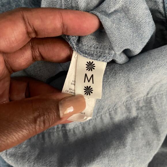 Show Me your Mumu Beachside Overalls Women Medium Blue Cuffed Casual Cottagecore - Picture 4 of 7